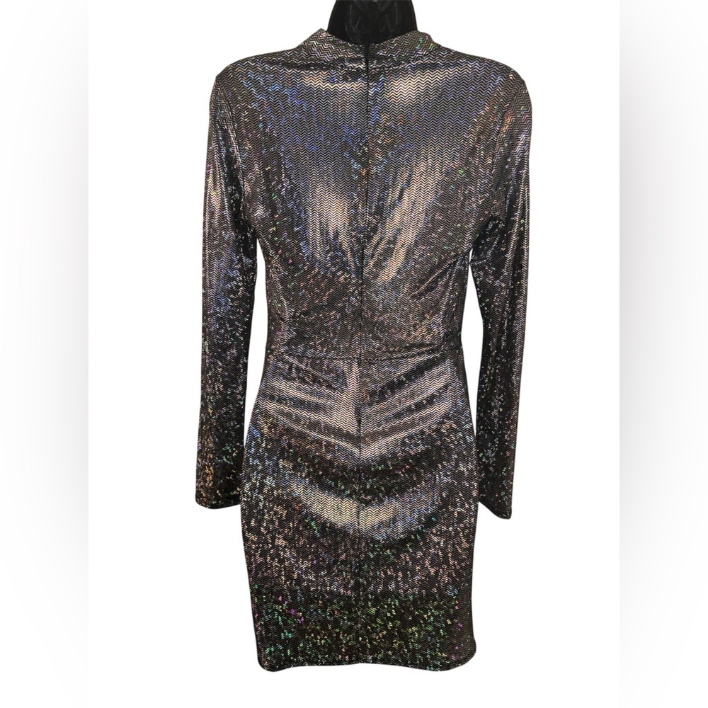 Blanc Elegant Black Sequin Stretch Dress Measures 4 No Size tag NWOT - Picture 2 of 4